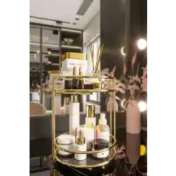 سازمان دهنده جواهرات آرایشی و بهداشتی Bino Bathroom چند منظوره سازمان دهنده 2 طبقه ارائه سینی ظروف طلایی