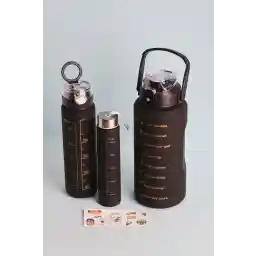 Perotti 3 Lü Motivasyonel Su Matarası Siyah 2000 ml 900 ml 300 ml 11918