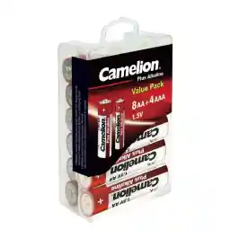 باتری الکالاین 12عددی قلمی ونیم قلمی کملیون Camelion Plus Alkaline 12 pcs Battery