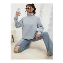 VİPER Yarım Fermuarlı Dik Yaka Sweatshirt İçi Polarlı Kışlık