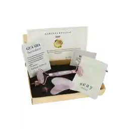 غلتک کوارتز سی رز صورتی کوارتز قلب گواشا ماساژور صورت ست ماساژ مارساپ سنگ طبیعی