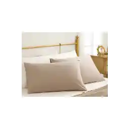 English Home Düz Pamuklu 2'li Yastık Kılıfı Kahve Köpüğü