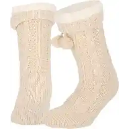 Apollo - Dames huissokken met antislip - Licht beige - Maat 36/41 - Huissokken dames - Fluffy sokken - Slofsokken - Huissokken anti slip - Warme sokken - Winter sokken