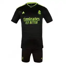 ست پیراهن شورت فوتبال سوم رعال مادرید آدیداس | مشکی/فسفری