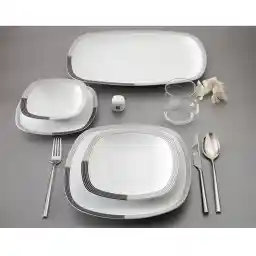 سرویس غذاخوری 98 پارچه چینی زرین ایران سری کواترو مدل وگاس اوریت درجه یک