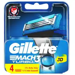 تیغ یدک ژیلت مدل Match 3 Turbo 3D بسته چهار عددی
