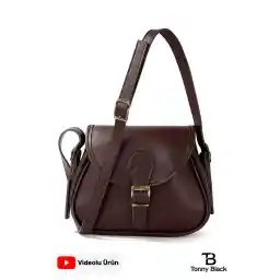 کیف شانه مدل جدید و شیک زنانه Tonny Black اصل قابل تنظیم با بند صلیبی سگک چرم نرم