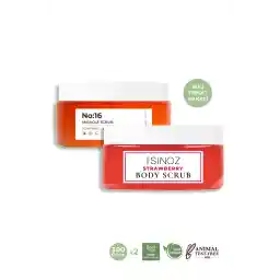 Sinoz Body Scrub No:16 Ve Çilekli Besleyici Arındırıcı Nemlendirici Vücut Peelingi 300 Gr 2li Set