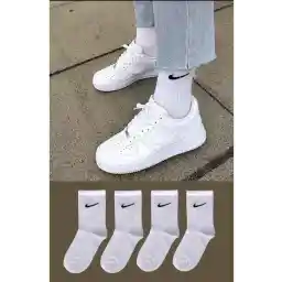 جوراب آتاجیک 4 جفت جوراب تنیس کالج با طرح ساج سفید رنگی یونیسکس