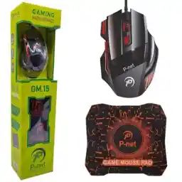 ماوس گیمینگ PNETمدل GM-15 همراه ماوس پد PNET GM-15