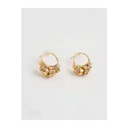 گوشواره حلقه ای گلدوزی شده جیمی کی با سنگ طلا