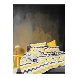 Lotus Zigzag Desen Lüks Pamuklu Tek Kişilik Nevresim Seti