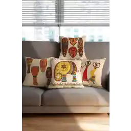 مجموعه هدایایی رنگی قرمز زرد رنگی تزیینی آفریقایی هایال از 4 عدد روکش کوسن مبل چاپی دیجیتال