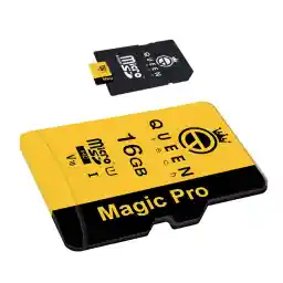 کارت حافظه Micro SD HC کوئین تک مدل V10-633X Magic pro کلاس 10 استاندارد UHS-l U1 سرعت 95mbps ظرفیت 16 گیگابایت به همراه آداپتور SD