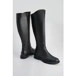 Marjin Kadın Dizaltı Fermuarlı Günlük Çizme Lavir Siyah