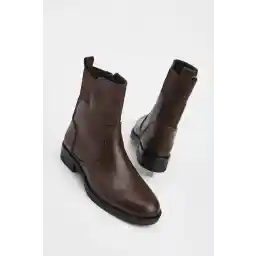 Marjin Kadın Fermuarlı Günlük Bot Koliv Kahve