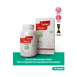 BioFeline Move+G Glukozamin Tablet – Kedi & Köpek için Eklem, Kas ve Kemik Destekleyici, 75 Tablet