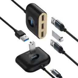 هاب شارژر چهار پورت بیسوس Baseus Square Round USB 3.0 Hub CAHUB-AY01 Baseus Square Round USB 3.0 Hub CAHUB-AY01