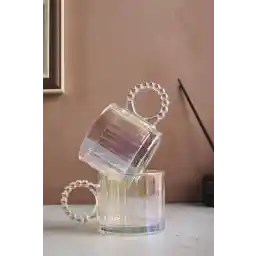 Perotti Ringo Line Luster 2'li 325 ml Cam Kupa Boncuklu Kulp Mug