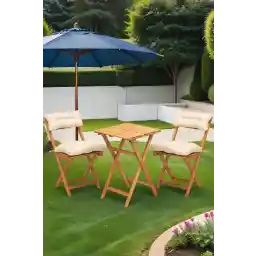 میز دکور بالکن گاردن آشپزخانه سه تکه بیسترو میز صندلی تاشو با کوسن پشتی و صندلی میز 50*50