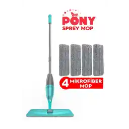 Pony Sprey Mop 3 Adet Mikrofiber Mop Paspas Temizlik Seti Yeşil