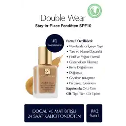 پوشش طبیعی و مات Estee Lauder - Double Wear Stay-in-place Foundation Spf 10 (1w2 Sand) - 30 میلی لیتر