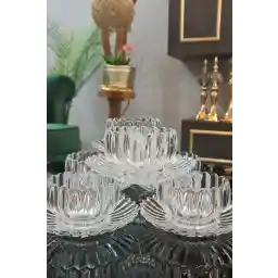 ست بشقاب دسر اسنک شیشه ای کریستالی 6 نفره GM Gülümseten Avm (12 عدد)