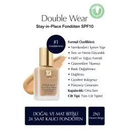 Estee Lauder Doğal ve Mat Bitişli - Double Wear Stay-in-Place Fondöten SPF 10 ( 2N1 Desert Beige ) - 30 ml