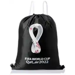 Fifa 700130 World Cup Qatar 2022 Graphic Printed String Sports Gym Bag, Drawstring Sport Bag Black 37x47cm- Black