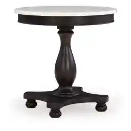 Signature Design by Ashley Henridge Traditional 24.13 Inch Circular Accent Table with White Marble Tabletop, White & Black