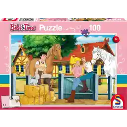Schmidt Spiele 56187 Bibi en Tina, op de Martinshof, kinderpuzzel met 100 stukjes