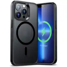 ESR Hybride beschermhoes met HaloLock compatibel met iPhone 13 Pro, draadloos opladen, magnetische bescherming, militaire standaardbescherming, schokbestendige achterkant, klassieke serie, mat zwart