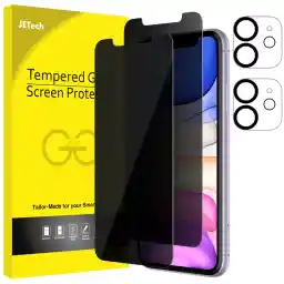 JETech Privacy Screen Protector for iPhone 11 6.1-Inch with Camera Lens Protector, Anti Spy Tempered Glass Film, 2-Pack Each