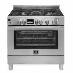 Electrolux Freestanding Cooker 90x60cm, 5-Burner Gas Hob, Cast-Iron Pan Supports, 127L Fan Oven, Turnspit, Auto Ignition, Thermocouple Safety, Fingerprint-Resistant Stainless Steel, EKG9241Z7X
