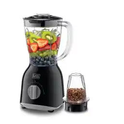 BLACK+DECKER Blender with Grinder Mill, 400W, 2 x 1.0L Blender Jars,2-Speed + Pulse Control, Detachable Blades, Twist-to-Lock System, Anti-Slip Feet, For Coffee,Herbs & Smoothies, Black - BX365PR-B5