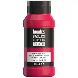 رنگ اکریلیک سیال LIQUITEX 8870388 Basics با قوام روان با خشک شدن سریع بطری ضدآب سبک 118 میلی لیتری کادمیم قرمز سایه تیره