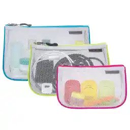 Travelon Set Of 3 Assorted Piped Pouches, Brights, One Size, Pouches