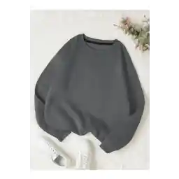 Know Kadın 3 Iplik Füme Düz Bisiklet Yaka Sweatshirt