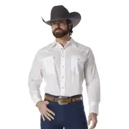 Wrangler Men's Sport Western Basic Two Pocket Long Sleeve Snap Shirt