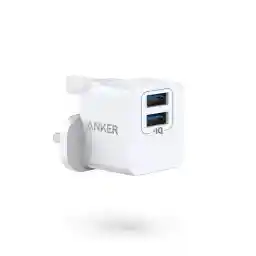 Anker USB Plug, PowerPort Mini Dual Port USB Charger, Super Compact Wall Charger, 2.4A Output for iPhone 16/16 Pro/16 Plus /16 Pro Max, 15/14/13/12 Series, iPad, Samsung, Huawei, Xiaomi and More