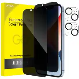 JETech Privacy Full Coverage Screen Protector for iPhone 14 Plus 6.7-Inch with Camera Lens Protector, Anti-Spy Tempered Glass Film, 2-Pack Each