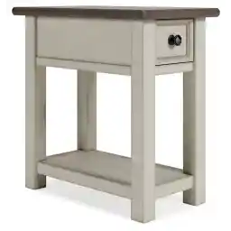 Signature Design by Ashley Bolanburg | Farmhouse Chair-Side End Table – USB Charging Ports, Drawer, Two-Tone Light Brown & Whitewash