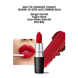 Mac M·A·CXIMAL Silky Matte Lipstick Nemlendirme Etkili Yoğun Renk Sağlayan Ruj - Ruby Woo