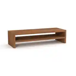 Mahmayi Wooden Riser Monitor Stand with 2 Tier Storage Shelf, Monitor Stand for Home, Office PC Desk Stand Monitor Riser for Keyboard Storage, Laptop, TV Screen - Natural Dijon Walnut