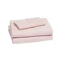 Amazon Basics Lightweight Super Soft Easy Care Microfiber 3-Piece Bed Sheet Set with 35.56 CM Deep Pockets, Twin, Blush Pink, Solid