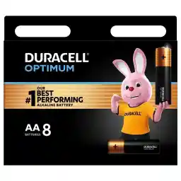 Duracell Optimum Type Aa Alkaline Batteries Pack Of 8, Black