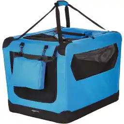Amazon Basics Folding Portable Soft Pet Dog Crate Carrier Kennel - 30 x 21 x 21 Inches, Blue
