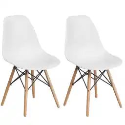 Mahmayi White Shell Dining Chair - Mid-Century Modern Eames DSW - Set of 2