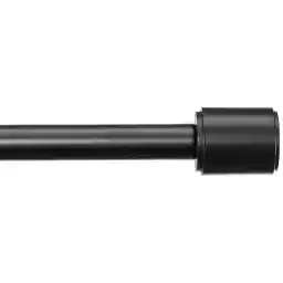 Amazon Basics 2.54 centimeters Wall Curtain Rod with Cap Finials, 91.4 - 182.8 centimeters, Black