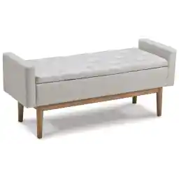 Signature Design by Ashley Briarson Tufted Upholstered Accent Bench with Storage, Beige & Brown